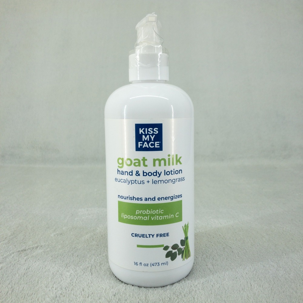 Kiss My Face Goat Milk Hand & Body Lotion‎ 16oz Pump Eucalyptus Lemongrass
